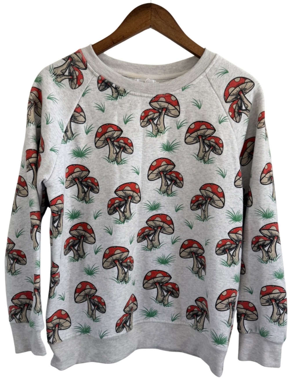 LA Soul Mushroom Print Pullover Sweatshirt Women's Medium Cottagecore